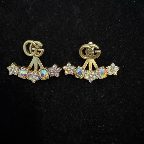 Gucci Gold Interlocking Star Crystal GG Earrings - Picture 1 of 7